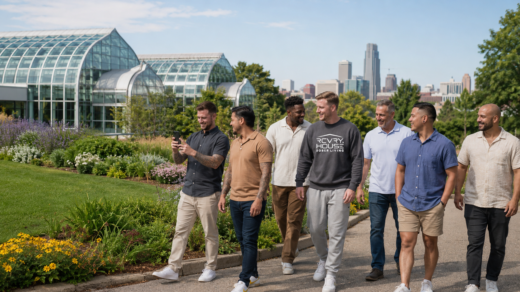 Group visiting the botanical gardens in Omaha