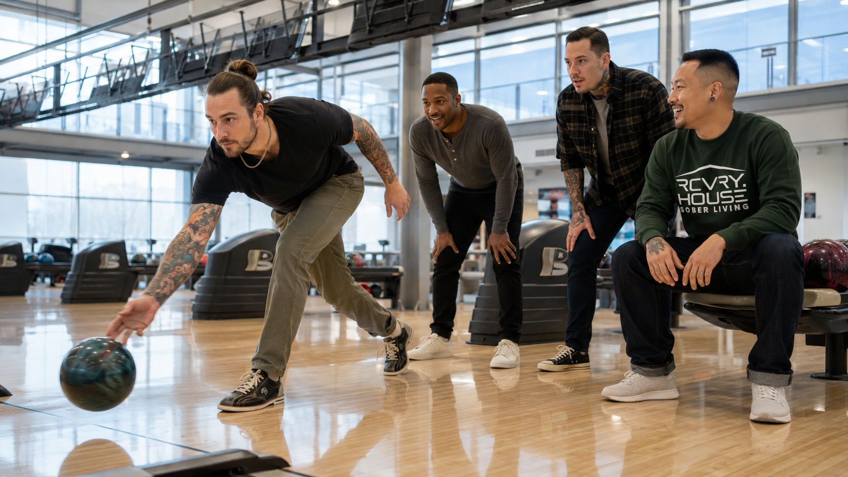 Program participants bowling together in Omaha