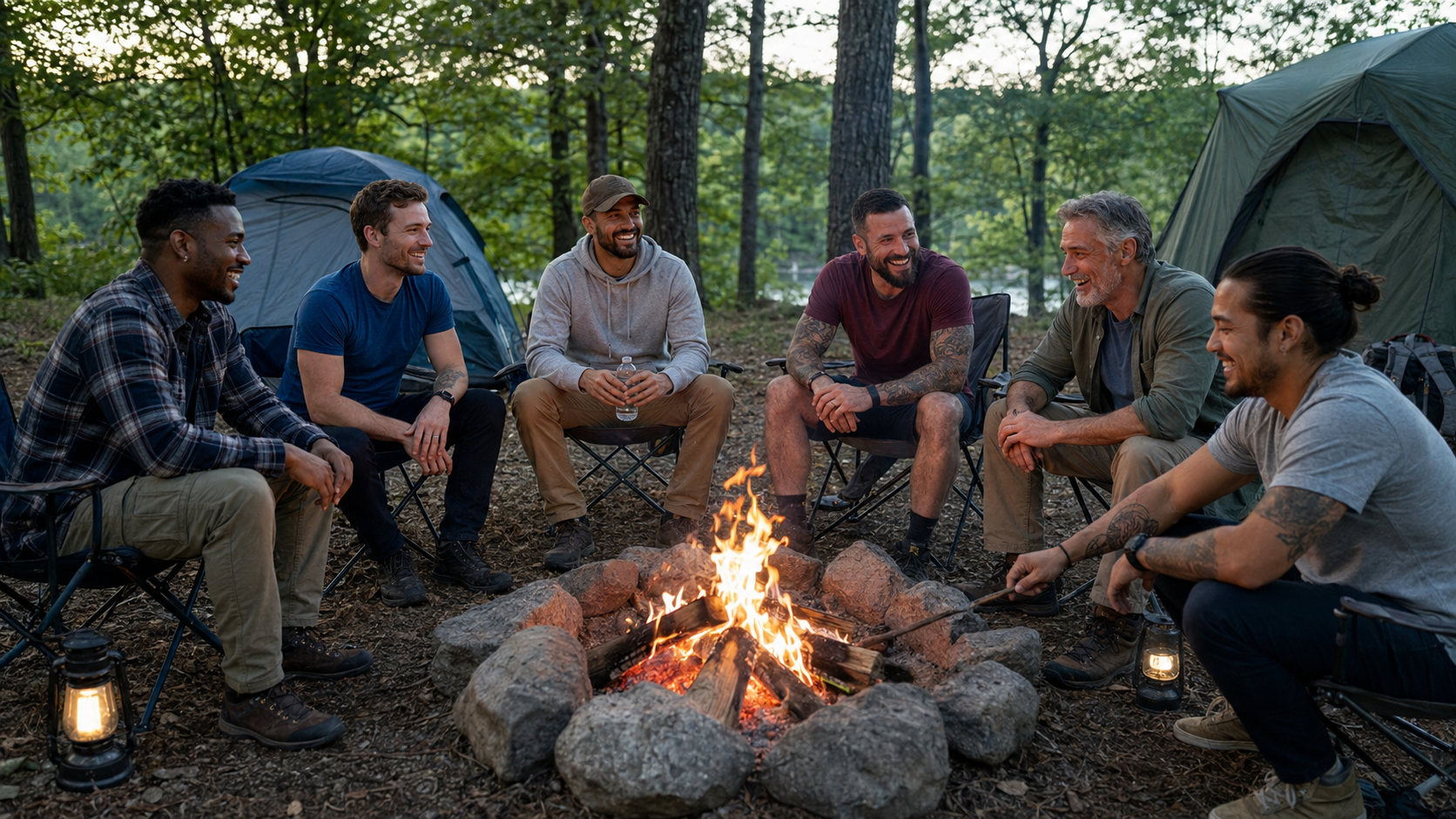 Program participants on a camping trip together